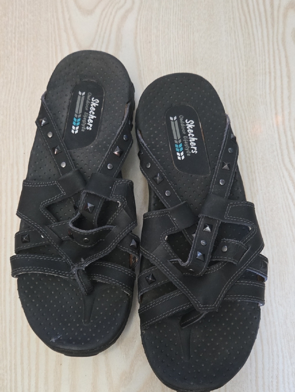 Skechers Black Studded Slip-On Sandals